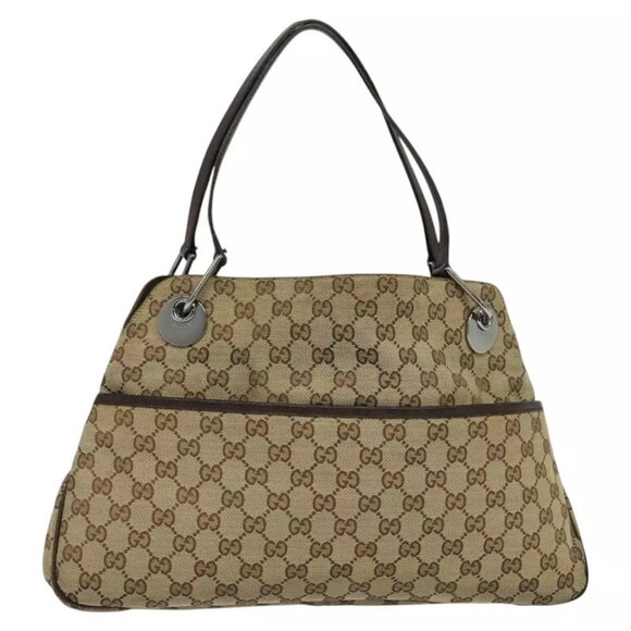 GUCCI GG Canvas Shoulder Bag Beige Silver 121023 Auth - Picture 7 of 16